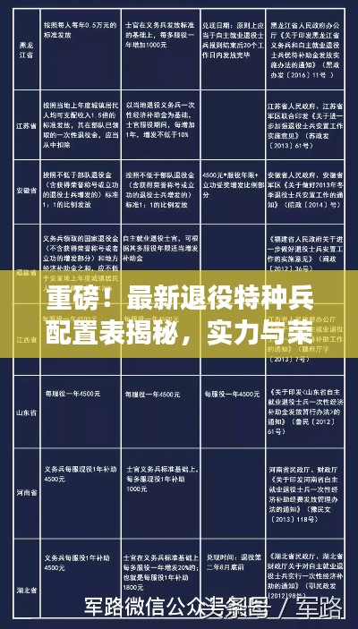 重磅!最新退役特种兵配置表揭秘,实力与荣耀并存